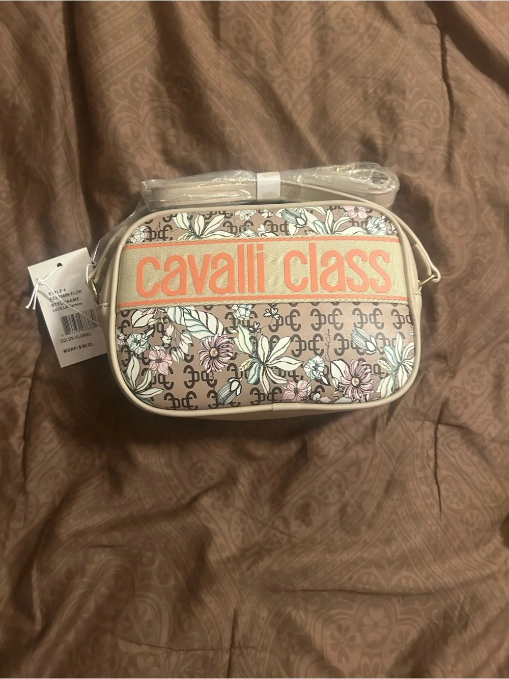 Cavalli Class Lucilla Camera floral crossbody